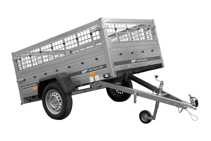 Przyczepka jednoosiowa 200x125 UNITRAILER GARDEN 201 KIPP z burtami siatkowymi