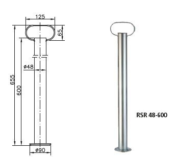 Podpora stała z klemą obejmą żeliwną WINTERHOFF RSR48-600+KLE48-G 150kg 48mm 600mm