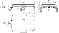 Przyczepka samochodowa na resorach z burtami aluminiowymi 200x125 Unitrailer Garden 201/R KIPP ALU ze stelażem H-800 i pokrowcem niebieskim