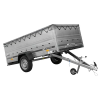 Przyczepka jednoosiowa na resorach 264x125 UNITRAILER GARDEN 264/R KIPP z burtami BIS, stelażem H-0 i plandeką szarą