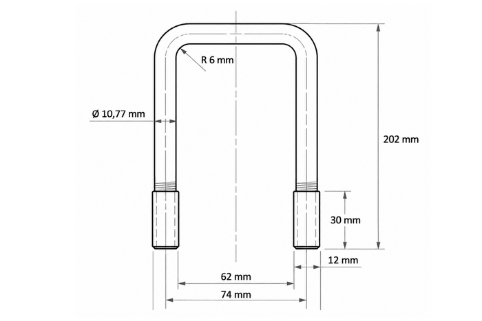 Cybant kwadratowy DROMET typ C obejma M12 62×202mm