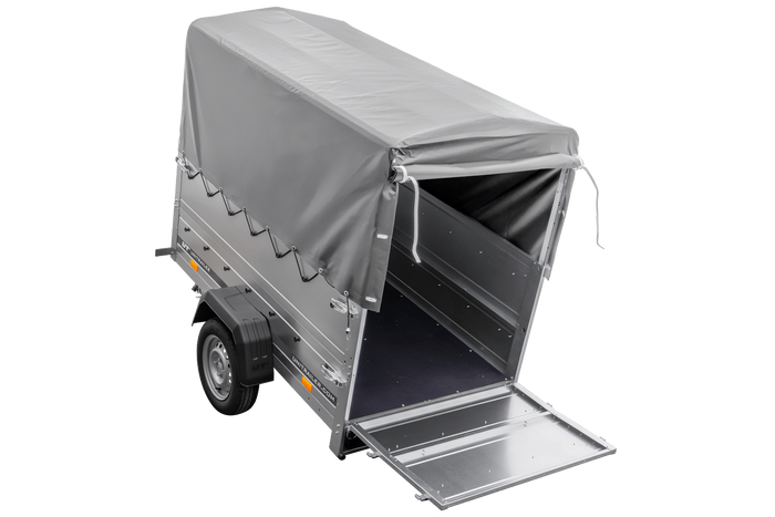 Przyczepka lekka 200x106 UNITRAILER GARDEN 200 KIPP z burtami BIS, stelażem H-800 i pokrowcem szarym