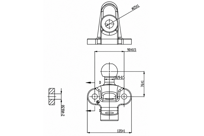 Kula haka holowniczego UNITRAILER 710208 zaczep holowniczy 50mm 3500kg